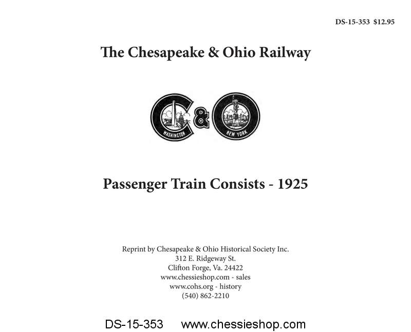 C&O Passenger Train Consist 1925