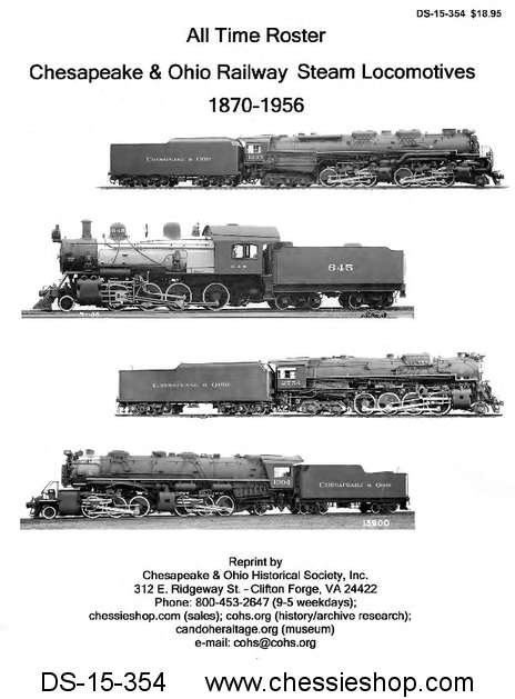 All Time Roster C&O Railway Steam Locomotive 1870-1956