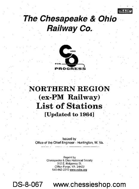 C&O Northern Region List of Stations Updated to 1964