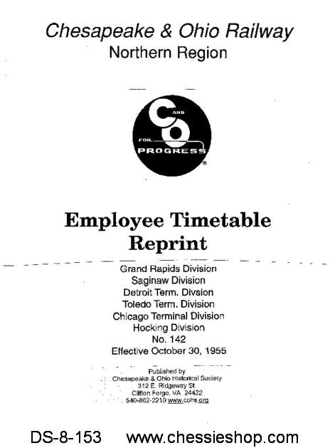 Employee Timetable - Northern Region No. 142 (Oct. 1955)